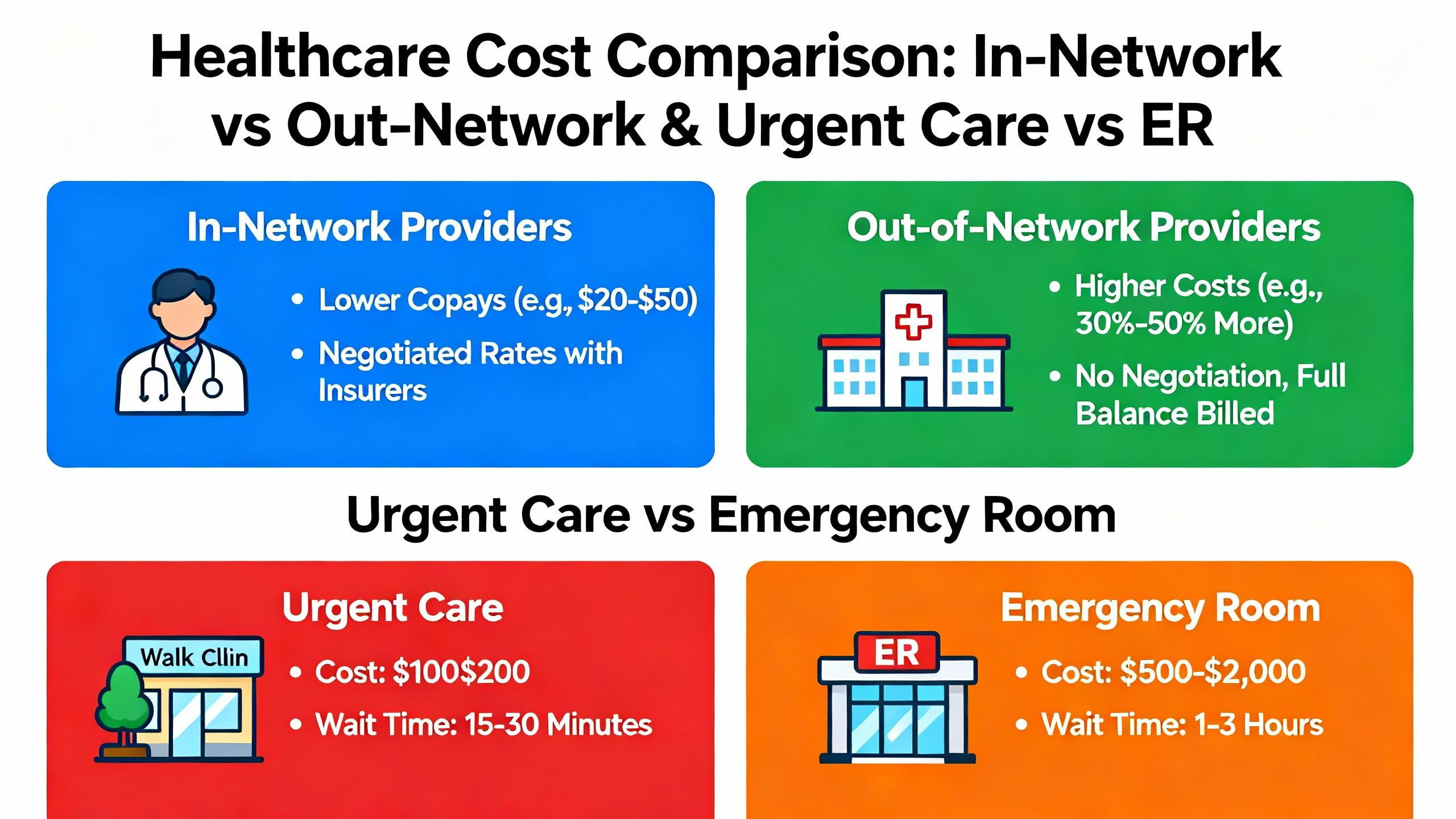 2024 Expert Guide: In-Network vs Out-of-Network Costs, Urgent Care vs ER Expenses & How to Avoid Surprise Bills 2024 Expert Guide: In-Network vs Out-of-Network Costs, Urgent Care vs ER Expenses & How to Avoid Surprise Bills